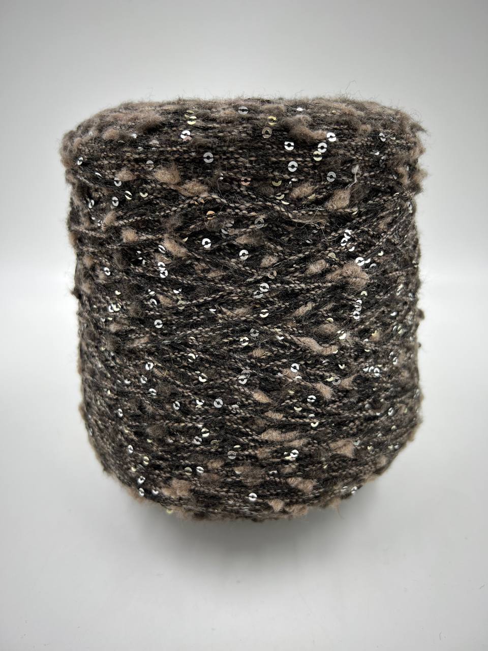 Пряжа Play, Casa Del Filato Prato-Italy, меринос, па, цвет коричневый с золотистыми пайетками